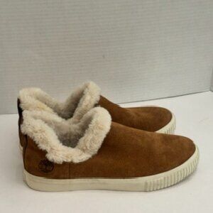 Timberland Skyla Bay Women's Size 9 Brown Suede Faux Fur Lined Slip On Sneakers